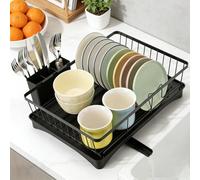 Cozary Egoutoire Vaisselle Cuisine, Égouttoir à Vaisselle avec Bec Rotatif 360°, Multifonction Organisateur avec Porte-Ustensiles