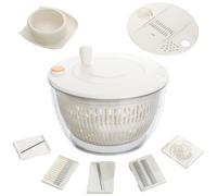 Cozary Essoreuse à Salade 4,5L, 7 en 1 Grande Essoreuse Salade, Saladier, Multifonctionnel Séchoir à Salad avec 6 Lames, Séparateur de Jaune d'Œuf, Râpe de Cuisine pour Laver, Sécher Les Légumes