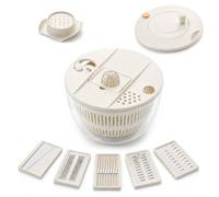 Cozary Essoreuse à Salade 4.5L, Multifonction avec 6 Lames, Lave-Vaisselle | 6 Lames Interchangeables, 4,5L, Qualité Alimentaire, Lave-Vaisselle, Arrêt Anti-Éclaboussures, Séparateur D’œufs Intégré