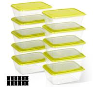 Cozary Lot de 10 Boîtes Alimentaires Boîtes de Congélation, Rectangulaires, Boîte Conservation Alimentaire Libre de BPA, avec Couvercles, Micro-Ondes, Congélateur, Passe au Lave-Vaisselle, 520ml