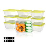 Cozary Lot de 10 Boîtes Alimentaires Boîtes de Congélation, Rectangulaires, Boîte Conservation Alimentaire Libre de BPA, avec Couvercles, Micro-Ondes, Congélateur, Passe au Lave-Vaisselle, 1100ml