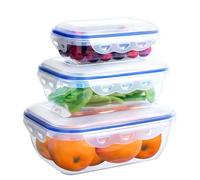 Cozary Lot de 3 Boîtes de Conservation avec Couvercle, Boîtes Alimentaires, Anti-Fuites, Passe au Micro Ondes/Lave-vaisselle, Boite Alimentaire Plastique pour Conservation et Repas, Rectangulaire