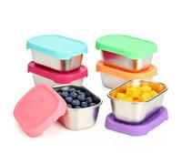 Cozary Lot de 6 Mini Pots à Sauce avec Couvercle En Silicone, 110 ml Récipients à vinaigrette en Acier Inoxydable à Emporter, Réutilisables, Anti-fuite, pour Collations, Sauces, Sauces Et éPices