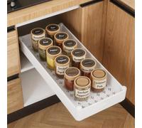 Cozary Organisateur de Tiroir à un Niveau - 37,5x13x5 cm Petite Taille, Porte-Rangement Coulissant avec Glissières Silencieuses, Gain de Place pour Placard de Cuisine & Meuble, Blanc