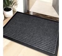 Cozary Paillasson Interieur 43 x 75cm, Silicone Tapis de Porte Anti-salissures, Tapis d'Entrée Antidérapant et Lavable en Machine, pour Chien, Entrée, Porte et Couloir, Gris