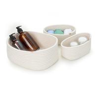 Cozary Panier Rangement, Multifonction Pour Salle De Bain, Chambre, Bureau, Petit Panier Tissé En Coton Pour Étagères De Salle De Bain Et Chambre D'enfant, 2 Tailles, 3 Pièces