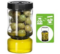 Cozary Pot Pour Cornichons, 930ml Pot à Cornichons avec Passoire Flip, Bocal Cornichon Retournable, Récipient Hermétique en Sablier, pour Les Olives, Jalapeños, Betteraves, Noir