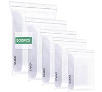 Cozary Sachet Plastique Transparent Lot de 500, 5 Tailles Sachet Zip Pochon, Sachets Plastiques Refermables pour Les Noix, Les Confiseries, Le Chocolat, Les épices, Les Bijoux, etc