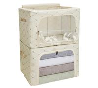 Cozary Sacs de Rangement Pliables et Rigides Lot de 2x 66L,Boîte de Rangement avec Cadre en Métal pour Couettes, Draps,Organisateur vêtement avec Fenêtre transparente