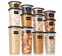 Cozary Set de boîtes de conservation - 12 boîtes alimentaires hermétiques (2x 0.36L à 1.64L) und 16 étiquettes noires, idéal pour rangement cuisine