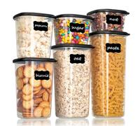 Cozary Set de boîtes de conservation - 6 boîtes alimentaires hermétiques (0.36L à 1.64L) und 8 étiquettes noires, idéal pour rangement cuisine, boite rangement alimentaire