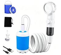 Cozidia Pompe À Eau Portable : Kit Avec Tuyau & Embouts, Douche Électrique Portabl Rechargeable, Batterie 5000 mAh, Débit 5 L/Min, Nettoyez Sueur, Animaux, Matériel, Voiture Et Plus Encore (B)