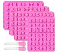 Cozihom Lot de 4 moules en silicone de qualité alimentaire pour chocolats et bonbons en forme d'animaux et de fruits