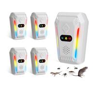 Cozlite Lot de 4 répulsifs à ultrasons pour intérieur avec 3 modes de réglage automatique, répulsif pour cafards, rats, souris et insectes, usage domestique (blanc)