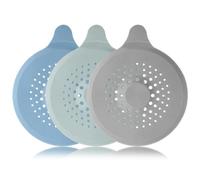 Cozlly Protection de Drain de Silicone, 3 Pièces Universel Filtre à Cheveux avec Ventouse, Filtre de Couverture de Drain de Baignoire, pour Salle de Bain, Baignoire et Cuisine