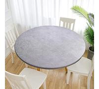 Cozomiz Jacquard Nappe en Vinyle Couverture de Table Élastique Ajustée en Flanelle Antidérapant Protecteur De Table Imperméables Nappe Enduite 100cm Coupe Ajustée Ronde Gris