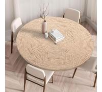 Cozomiz Nappe en Couverture de Table Élastique Ajustée Antidérapant Protecteur De Table Imperméables Nappe Enduite 140cm Coupe Ajustée Ronde Tissé