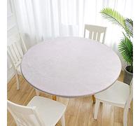 Cozomiz Nappe en Jacquard Imperméable avec Bord Élastique, Nappe Essuyable pour Intérieur Extérieur, Patio, Cuisine et Salle à Manger 68,5 cm, Ronde, Ajustement Serré Blanc