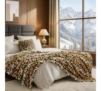 Cozy Bliss Couverture de Luxe en Fausse Fourrure à imprimé léopard, ne perd Pas Ses Poils - Couverture Sherpa Double Face Super Douce, Moelleuse et Chaude - Décoration d'intérieur pour canapé, lit,