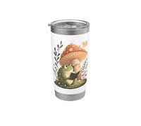 Cozy Frog Mushroom Livre de lecture mignon Cottagecore Esthétique Gobelet isotherme en acier inoxydable double paroi