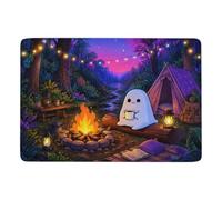 Cozy Ghost by The Fireplace Tapis 150 X 100 Cm, Doux Pour Salon En Automne | Tapis imprimé à poils courts pour une ambiance cocooning, avec dos à points PVC antidérapants; pour salon