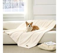 COZY KISS Couverture en Fausse Fourrure Imperméable, Couverture Ultra Douce pour Canapé Lit Divan, Anti-Liquide pour Chien ou Chat, Lavable, Double Face, Ultra Douce, 100x150cm, Beige