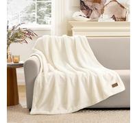 COZY KISS Couverture en Fausse Fourrure pour Canapé, Ultra Douce Couverture en Peluche Confortable et Chaude pour Salon Chambre Salle Séjour, Anti-Liquide pour Chien ou Chat, Lavable, 127x150cm, Beige