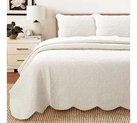 Cozy Line Home Fashions Parure de lit 3 pièces avec Motif médaillon Victorien 100% Coton gaufré Ivoire uni pour Chambre/Chambre d'amis (Blantyre - Ivoire, Grand lit)