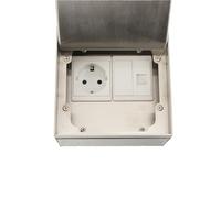 Cozyel Boîte de Prise de Courant Encastrée au Sol, Boîte de Sortie au Sol, 2500W 10A AC250V, étanche en Acier Inoxydable, Kit de Boîte de Prise électrique au Sol avec connexion par câble réseau