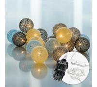 CozyHome Bleu guirlande lumineus boule coton - 20 LED & 6m Blanc chaud