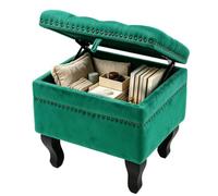 Cozykimo Tabouret avec espace de rangement en velours, repose-pieds pour fauteuil, tabouret rembourré, tabouret de maquillage avec pieds en bois, 44 x 37,5 x 42 cm, charge jusqu'à 300 kg, pour salon