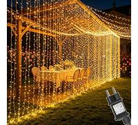 Cozymeow 2 Pièces Rideau Lumineux 6x3m 600 LED Guirlande Lumineuse Mariage, Cascade Lumineuse avec 8 Modes et Minuterie, Étanche pour Décoration Jardin Extérieur, Pergola, Tonnelle, Fenêtre