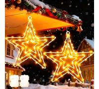 Cozymeow Grande en Métal Fenêtre Noël Lumière 75 LED Étoile Lumineuse | 2 Pièces à Pile avec Minuterie, Étanche Decoration Noël Interieur Maison, Guirlande Lumineuse Fenêtre Noel pour Balcon