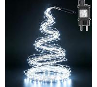 Cozymeow Guirlande Lumineuse Sapin Noël 1M 100 LED Lumières de Noël | Transformateur, Timer, 8 Modes Lumineux Cascade Étanche Guirlande de Noel Lumineuse, Interieur Exterieur Décoration - Blanc