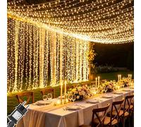 Cozymeow Rideau Lumineux 6x3m 600 LED Guirlande Lumineuse Mariage, Cascade Lumineuse avec 8 Modes et Minuterie, Étanche pour Décoration Jardin Extérieur, Pergola, Tonnelle, Fenêtre - Blanc Chaud