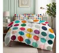 CozyRest Couette 220x240 cm Grille Pois Imprimée 4 Saisons pour Lit 2 Personnes, Edredon Réversible Couette Legere, Super Doux sans Houss et 2 Taies d'oreiller 65x65 cm- Pop Art Coloré