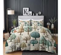 CozyRest Couette 220x240 cm Nordic Forêt Animal Imprimée 4 Saisons pour Lit 2 Personnes, Edredon Réversible Couette Legere, Super Doux sans Houss et 2 Taies d'oreiller 65x65 cm- Scandinave