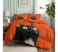 CozyRest Couette 4 Saisons - 2 Personnes Réversible Hypoallergénique, Légère 160x200 cm Animal Domestique Chat avec 2 tTaie d'oreiller Entretien Facile