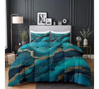 CozyRest Couette 4 Saisons - 2 Personnes Réversible Hypoallergénique, Légère 220x240 cm Marbre Turquoise avec 2 tTaie d'oreiller Entretien Facile