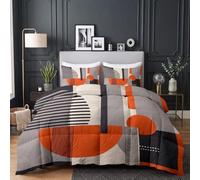 CozyRest Couette 4 Saisons - 2 Personnes Réversible Hypoallergénique, Légère 220x240 cm Mid-Century Géométrique Lignes Striped avec 2 tTaie d'oreiller Entretien Facile
