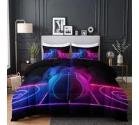 CozyRest Couette Technologie futuriste 4 Saisons - 2 Personnes Réversible Hypoallergénique, Légère 160x200 cm Couleurs néon Sport Énergie Basketball avec 2 tTaie d'oreiller