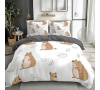 CozyRest Housse Couette Capybaras Mignons, Enfant Housse de Couette 90 x 190 cm avec 1 Taies d'oreiller 65x65cm, Impression Parure de Lit 1 Personnes, Ne S'estompe Pas Anthracite