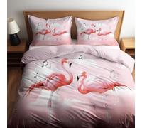 CozyRest Housse de Couette 90 x 190 cm Rêve Animal Flamant - Parure de Lit Enfant 1 Personnes avec Fermeture Éclair Sets de Housse Couette en Polycoton avec 1 Taie d'oreiller 65x65 cm, Pêche