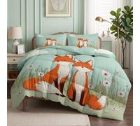 CozyRest Parure de lit Couette pour Enfants- Floral Marguerite Renard Couette sans Housse 140x200 cm - 4 Saisons Reversible Forêt Bois Animaux, Doux Confortable Couette pour Allergiques