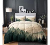 CozyRest Parure de lit Couette pour Enfants- Forêt de pins Nordic Aquarelle Couette sans Housse 140x200 cm - 4 Saisons Reversible Scandinave, Doux Confortable Couette pour Allergiques