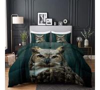 CozyRest Parure de lit Couette pour Enfants- Forêt Hibou Couette sans Housse 160x200 cm - 4 Saisons Reversible Jungle Animaux Sauvages, Doux Confortable Couette pour Allergiques