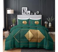 CozyRest Parure de lit Couette pour Enfants- Géométrique Luxe Mode Couette sans Housse 240x260 cm - 4 Saisons Reversible Vintage Vert foncé, Doux Confortable Couette pour Allergiques