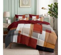 CozyRest Parure de lit Couette pour Enfants- Mid-Century Géométrique Color Block Couette sans Housse 160x200 cm - 4 Saisons Reversible, Doux Confortable Couette pour Allergiques