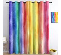 CozyRest Rideau Occultant Aquarelle Tie-Dye Arc en Ciel Tenture Opaque à Oeillets Draperies Intérieurs Lot de 2 Rideaux Thermique Isolant Protection UV pour Chambre Ferme Fenetre 2 x 70 X 160 cm