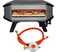 COZZE® 90348 Set de démarrage four à pizza à gaz avec détendeur et tuyau four à pizza mobile pierre à pizza barbecue à gaz réglable jusqu'à 400° avec pierre à pizza 34x34 cm portable terrasse balcon t